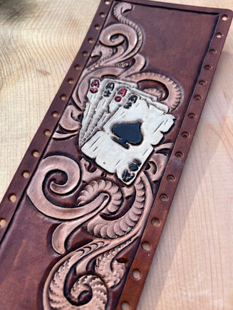 Four Aces and Western Floral Leather Show Stick Wrap
