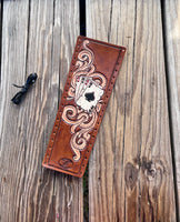 Four Aces and Western Floral Leather Show Stick Wrap