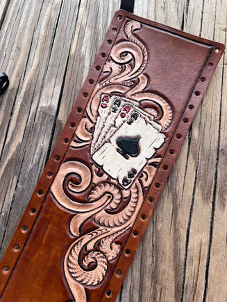Four Aces and Western Floral Leather Show Stick Wrap