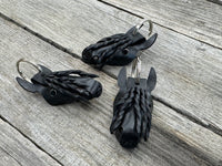 Hand Painted Friesian Horse Head Leather Keychain