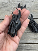 Hand Painted Friesian Horse Head Leather Keychain