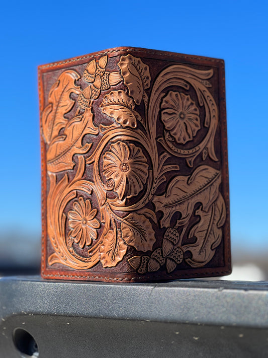Custom Handmade Leather Roper Wallet | Hand Carved Long Wallet