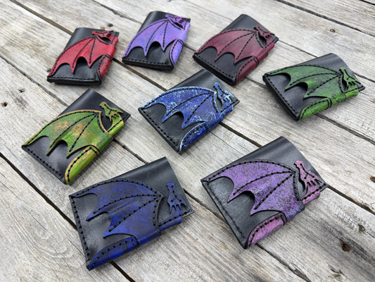 Dragon Leather Card Wallet – Hand Tooled Minimalist Card Holder