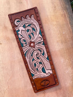 Floral Carved Cross Leather Show Stick Wrap