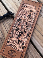 Traditional Floral Carved Custom Leather Show Stick Wrap