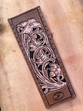 Traditional Floral Carved Custom Leather Show Stick Wrap