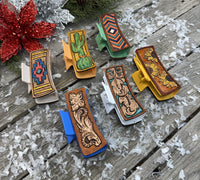 Hand Carved Leather 4" Hair Claw Clip