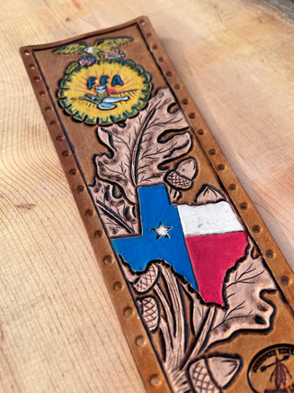 Texas and Oak Leaves Custom Leather Show Stick Wrap
