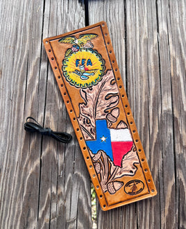 Texas and Oak Leaves Custom Leather Show Stick Wrap