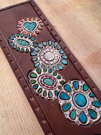 Turquoise Jewelry Hand Painted Leather Show Stick Wrap