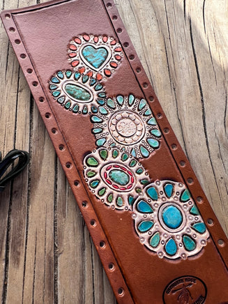 Turquoise Jewelry Hand Painted Leather Show Stick Wrap