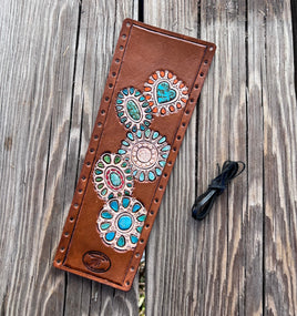 Turquoise Jewelry Hand Painted Leather Show Stick Wrap