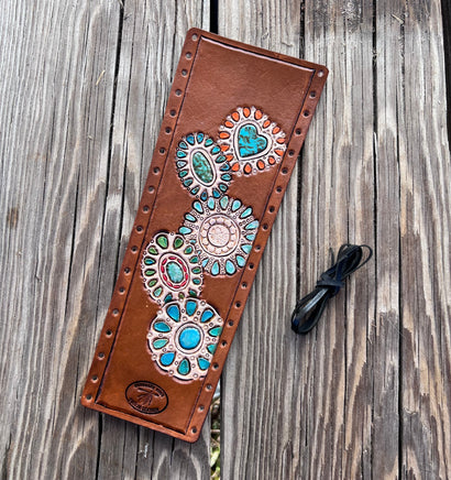 Turquoise Jewelry Hand Painted Leather Show Stick Wrap
