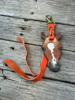 Hand Painted Dark Chestnut Horse Face Key Chain