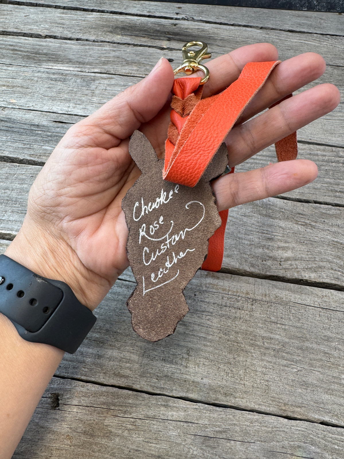 Hand Painted Dark Chestnut Horse Face Key Chain