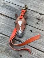 Hand Painted Dark Chestnut Horse Face Key Chain