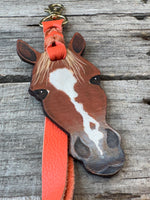 Hand Painted Dark Chestnut Horse Face Key Chain
