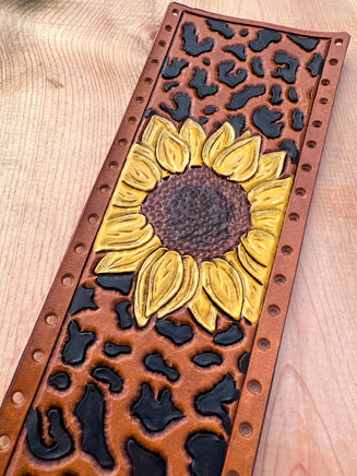 Leopard Spot and Sunflower Leather Show Stick Wrap