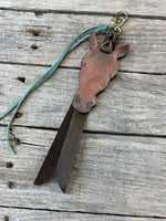 Hand Painted Red Bay Horse Face Key Chain