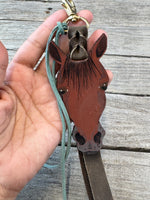 Hand Painted Red Bay Horse Face Key Chain