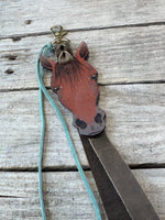 Hand Painted Red Bay Horse Face Key Chain