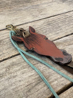 Hand Painted Red Bay Horse Face Key Chain
