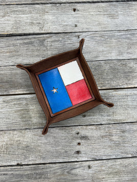 Painted Texas Flag Leather Valet Tray