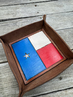 Painted Texas Flag Leather Valet Tray