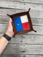 Painted Texas Flag Leather Valet Tray