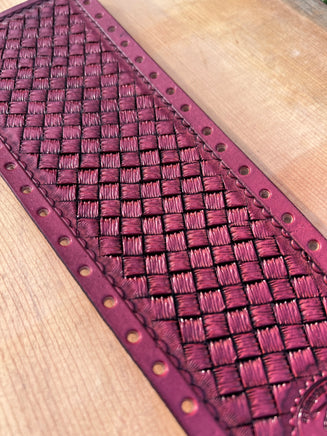 Crosshatched Stamped Design Leather Show Stick Wrap