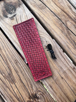 Crosshatched Stamped Design Leather Show Stick Wrap