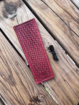 Crosshatched Stamped Design Leather Show Stick Wrap