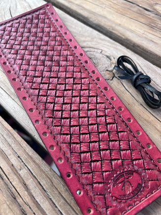 Crosshatched Stamped Design Leather Show Stick Wrap