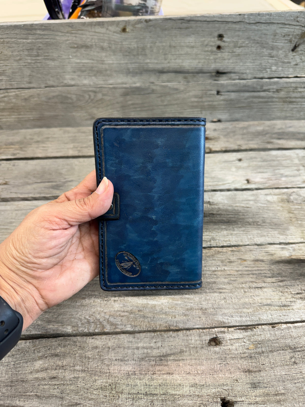 Hand Stamped Leather Memo Pad Holder – Bees, Butterflies & Flowers