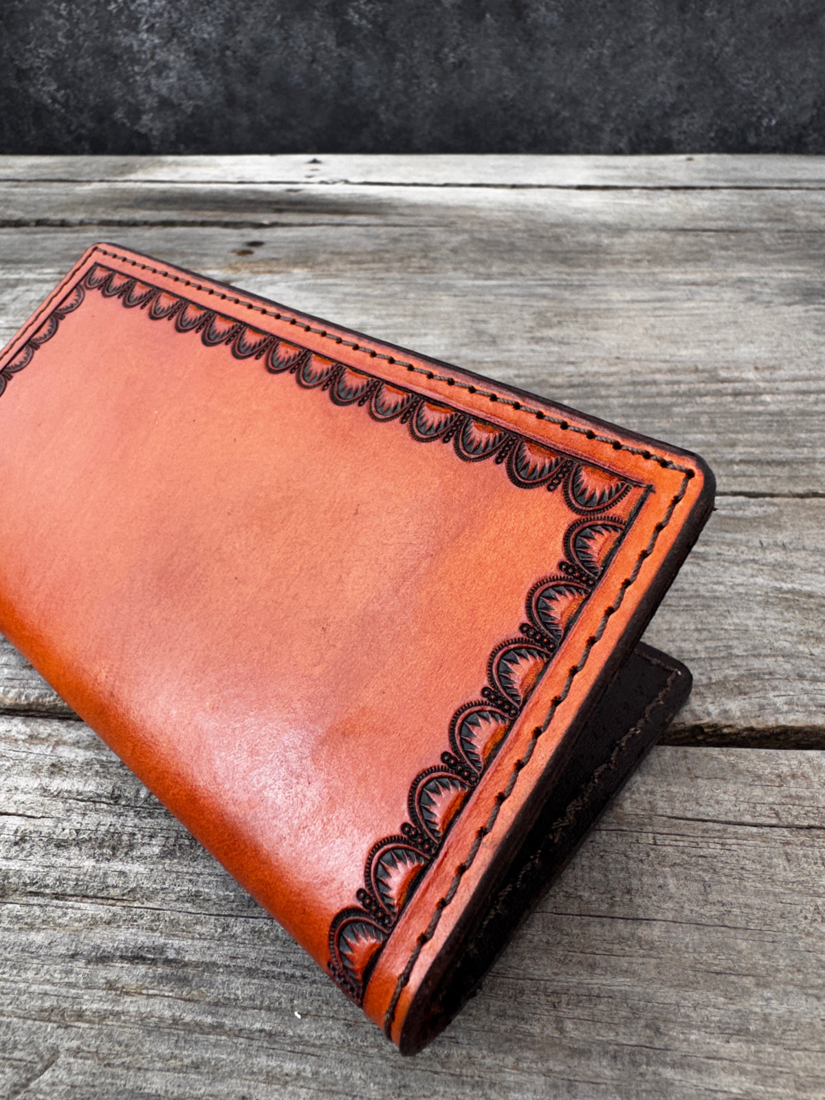 Hand Stamped Border Leather Roper Wallet