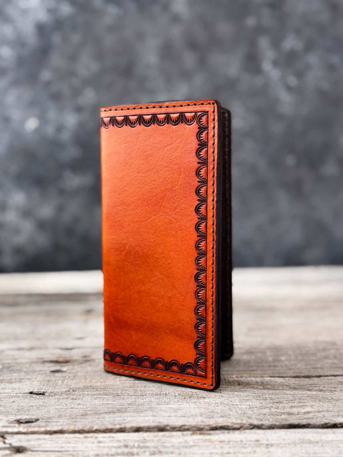 Hand Stamped Border Leather Roper Wallet