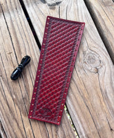 Quilted Bordeaux Custom Leather Show Stick Wrap