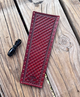 Quilted Bordeaux Custom Leather Show Stick Wrap