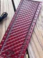 Quilted Bordeaux Custom Leather Show Stick Wrap