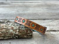 Hand Stamped Narrow Flower Bud Cuff