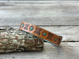 Hand Stamped Narrow Flower Bud Cuff