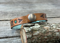 Hand Stamped Narrow Flower Bud Cuff