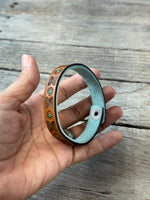 Hand Stamped Narrow Flower Bud Cuff