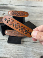 Hand Stamped Leather Hair Barrettes