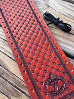 Hand Stamped Quilted Design Custom Leather Show Stick Wrap