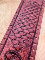 Shell Hand Stamped Leather Show Stick Wrap