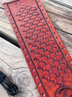 Shell Hand Stamped Leather Show Stick Wrap