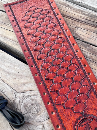 Shell Hand Stamped Leather Show Stick Wrap