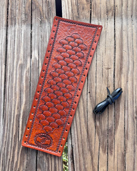 Shell Hand Stamped Leather Show Stick Wrap