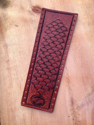 Shell Hand Stamped Leather Show Stick Wrap